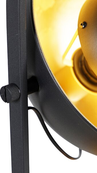 Priemyselná stojaca lampa čierna so zlatom 3-svetlo - Magnax