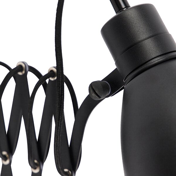Priemyselná nástenná lampa čierna s nastaviteľným ramenom - Merle
