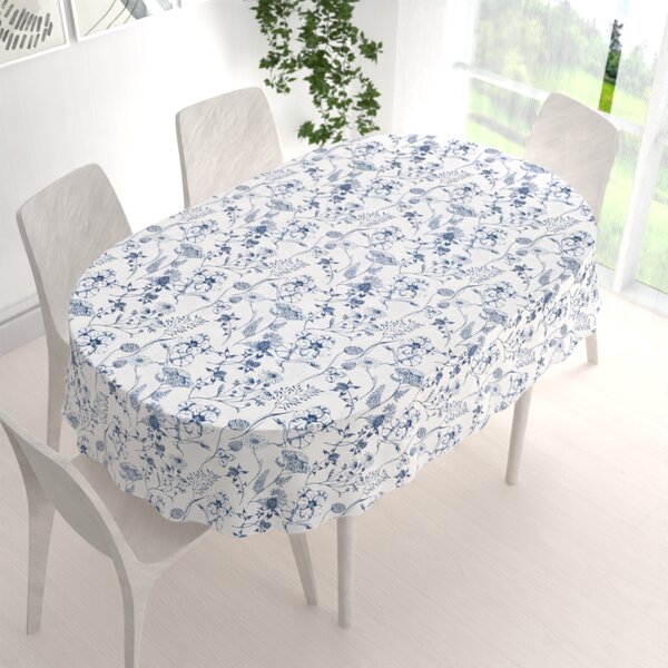 Biante Dekoračný oválny obrus PML-060 Modré lúčne kvety na bielom 100x140 cm