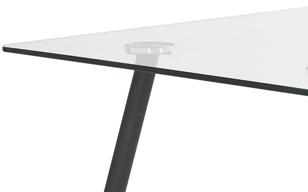 Jedálenský stôl priehľadný čierna oceľ sklenená vrchná doska 140 x 80 cm obdĺžnikový tvar pre 4 osoby moderný štýl kuchyňa jedáleň