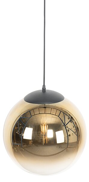 Art Deco závesné svietidlo čierne so zlatým sklom 33 cm - Pallon