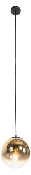Art Deco závesné svietidlo čierne so zlatým sklom 20 cm - Pallon