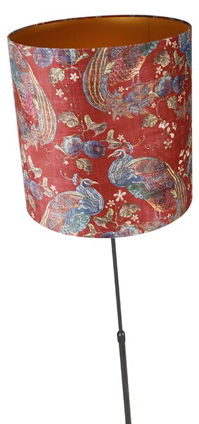 Stojaca lampa čierna tienidlo s motívom páva červené 40 cm - Parte