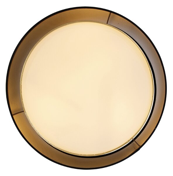 Moderné stropné svietidlo čierne so zlatom 50 cm 3-svetlo - Drum Duo