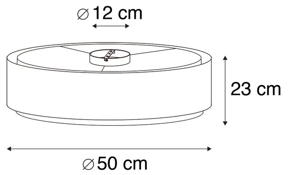 Moderné stropné svietidlo čierne so zlatom 50 cm 3-svetlo - Drum Duo