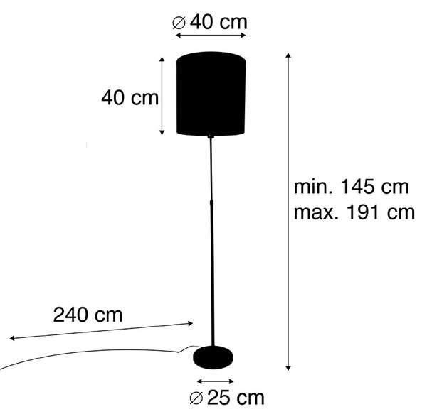 Stojaca lampa čierna tienidlo s motívom páva červené 40 cm - Parte