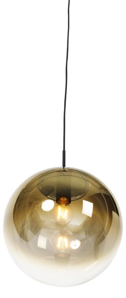 Art Deco závesné svietidlo čierne so zlatým sklom 33 cm - Pallon
