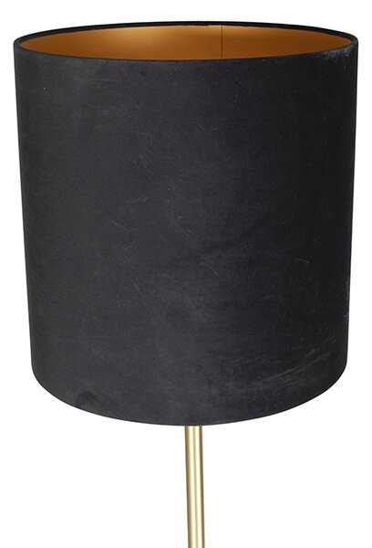 Klasická stojaca lampa mosadz s čiernym tienidlom 40 cm - Simplo