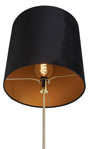 Stojaca lampa zlatá/mosadzná s čiernym zamatovým tienidlom 40/40 cm - Parte