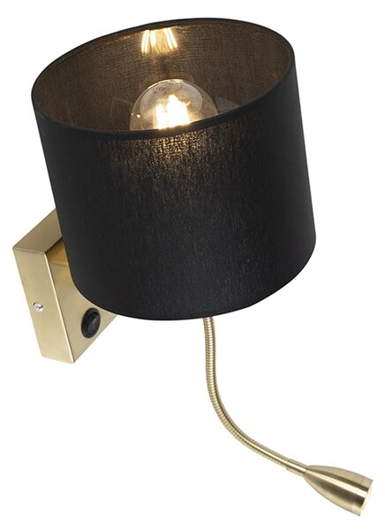 Art Deco nástenná lampa zlatá s čiernym tienidlom - Brescia