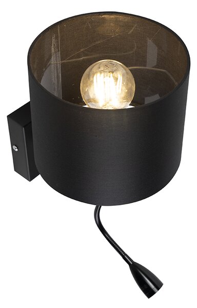 Moderná nástenná lampa čierna s čiernym tienidlom - Brescia