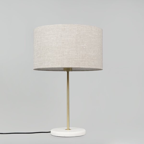 Stolná lampa mosadz s sivým tienidlom 35 cm - Kaso