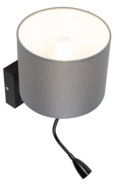 Moderná nástenná lampa čierna so sivým tienidlom - Brescia