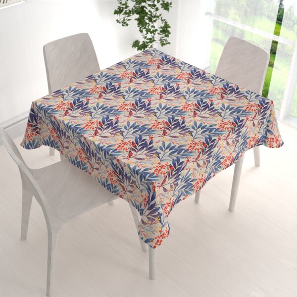 Biante Dekoračný štvorcový obrus PML-067 Modré listy na krémovom 50x50 cm