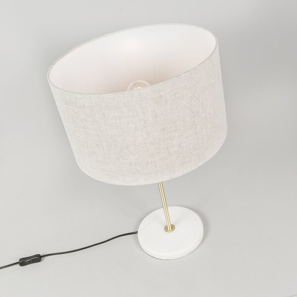 Stolná lampa mosadz s sivým tienidlom 35 cm - Kaso
