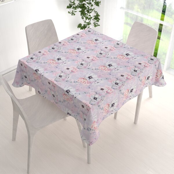 Biante Dekoračný štvorcový obrus PML-068 Ružové kvety na sivofialovom 40x40 cm