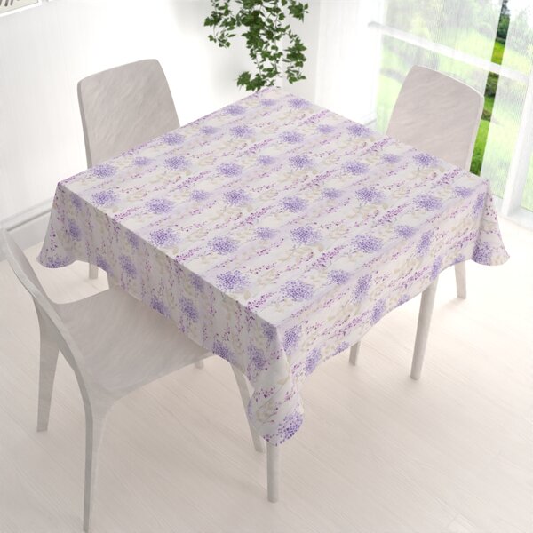 Biante Dekoračný štvorcový obrus PML-069 Fialové kvety na bielom 40x40 cm