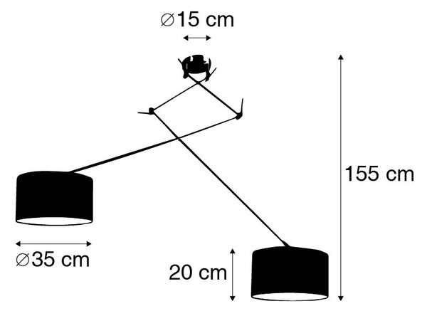 Oceľové závesné svietidlo s tienidlom 35 cm biele nastaviteľné 2-svetlo - Blitz