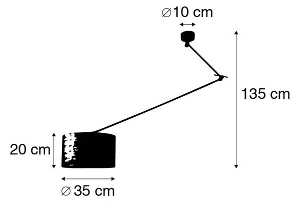Závesné svietidlo čierne s tienidlom 35 cm svetlosivá nastaviteľné - Blitz