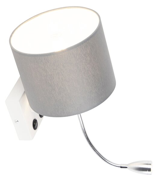 Moderná nástenná lampa biela so sivým tienidlom - Brescia