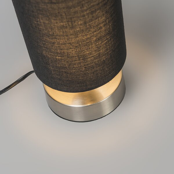 Moderná stolná lampa čierna s oceľou - Milo 2