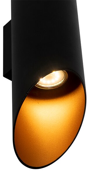 Moderná nástenná lampa čierna so zlatým vnútrom 9,6 cm - Organo