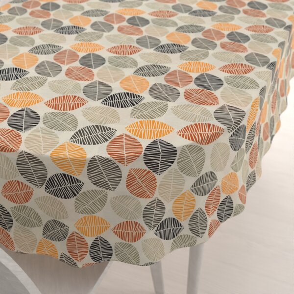 Biante Dekoračný oválny obrus PML-072 Jesenné listy na krémovom 100x140 cm