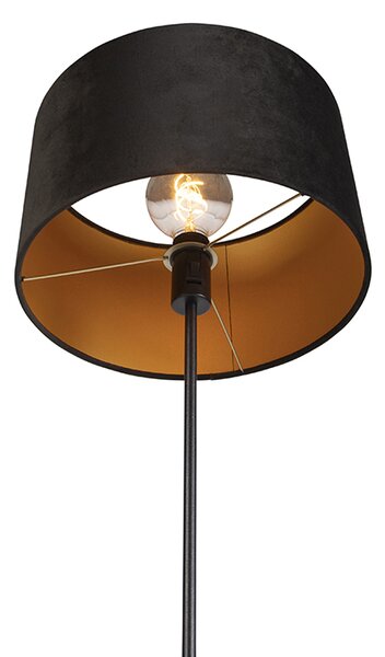 Inteligentná stojaca lampa čierna s čiernym zamatovým tienidlom 35 cm vrátane Wifi A60 - Parte