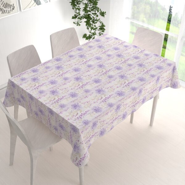 Biante Dekoračný obdĺžnikový obrus PML-069 Fialové kvety na bielom 50x100 cm