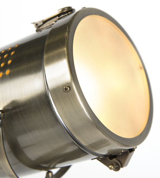 Priemyselná trojnohá stojaca lampa drevená so štúdiovým reflektorom - Braha