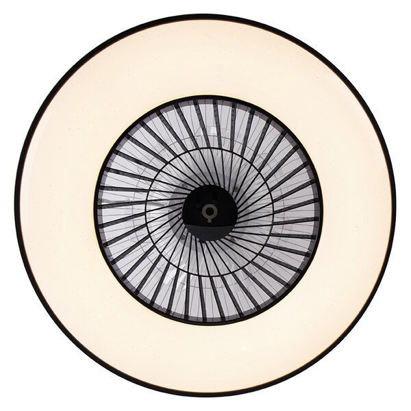 Stropný ventilátor čierny so hviezdnym efektom 60 cm vrátane LED stmievateľný s diaľkovým ovládaním - Climo