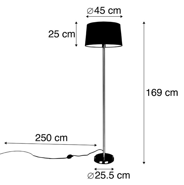 Moderná stojaca lampa oceľ s čiernym tienidlom 45 cm - Simplo