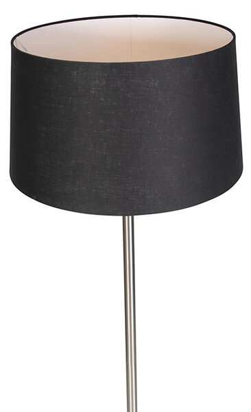 Moderná stojaca lampa oceľ s čiernym tienidlom 45 cm - Simplo