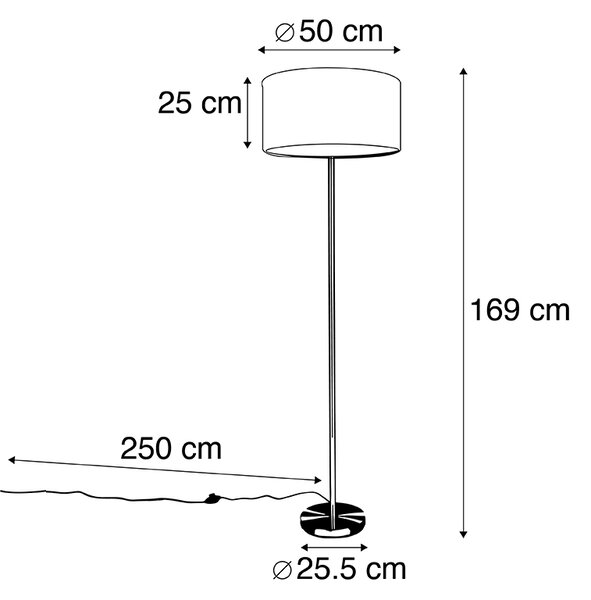 Stojaca lampa oceľ s ružovým tienidlom 50 cm - Simplo