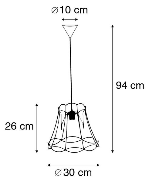 Retro závesné svietidlo čierne 30 cm - Granny Frame