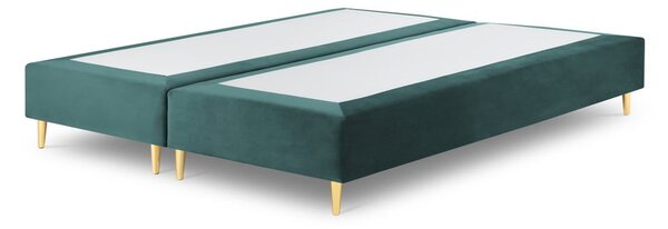Tyrkysová zamatová dvojlôžková posteľ Mazzini Beds Lia, 160 x 200 cm