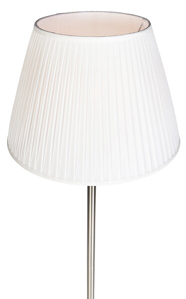 Moderná stojaca lampa oceľová s bielym plisovaným tienidlom 45 cm - Simplo