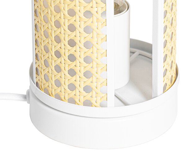 Orientálna stolná lampa biela s ratanom 12 cm - Akira