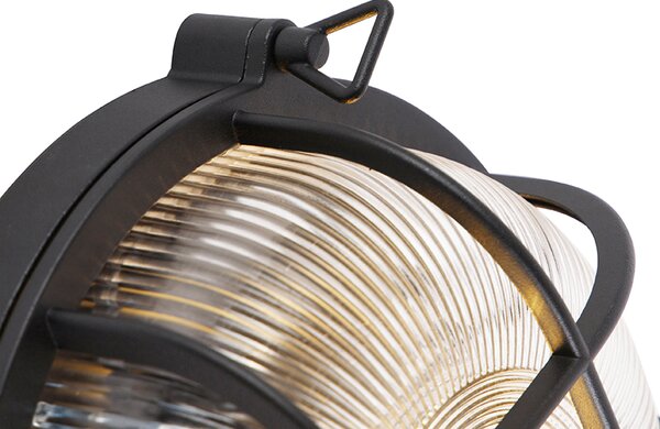 Priemyselná okrúhla nástenná lampa čierna IP44 - Noutica