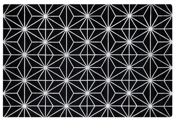 Koberec čierny strieborný viskóza bavlnený podklad 160 x 230 cm geometrický vzor ručne tkaný moderný glamour štýl obývačka spálňa