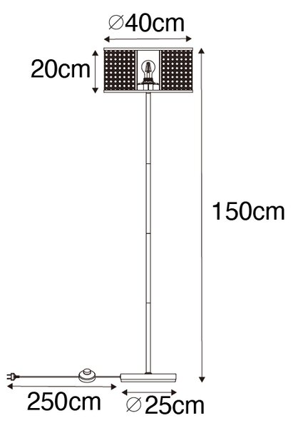 Orientálna stojaca lampa biela s ratanom 40 cm - Akira