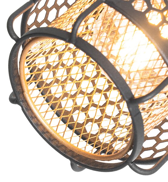 Dizajnová stojaca lampa čierna so zlatom 3-svetlo - Noud
