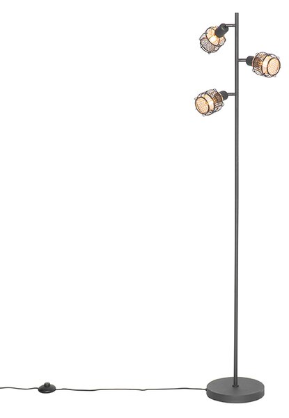Dizajnová stojaca lampa čierna so zlatom 3-svetlo - Noud