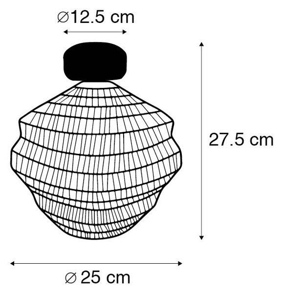 Orientálne stropné svietidlo čierne 25 cm - Vadi