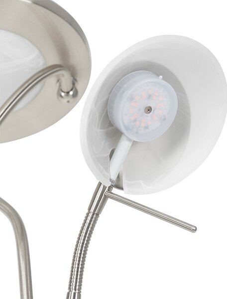 Oceľová stojaca lampa s LED a stmievačom s lampou na čítanie - Empoli