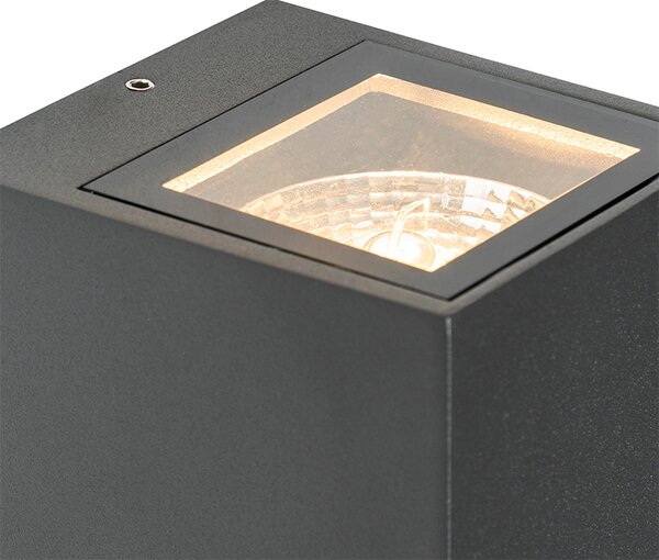 Tmavosivá nástenná lampa s 2 svetlami IP44 s pohybovým senzorom - Baleno
