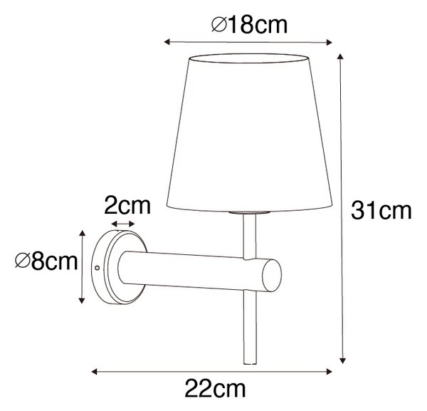 Moderná nástenná lampa mosadz s čiernou - Pluk