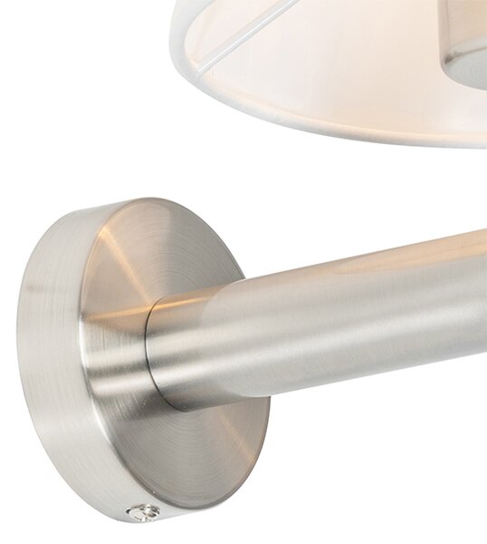 Moderná nástenná lampa biela s oceľou - Pluk