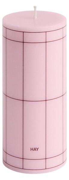 Sviečka Column, Small, Pink / Bordeaux Grid – HAY