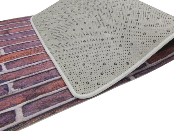 Apextextil , Protišmyková 3D predložka Tehly, 60x180, fialová, chodba / predsieň